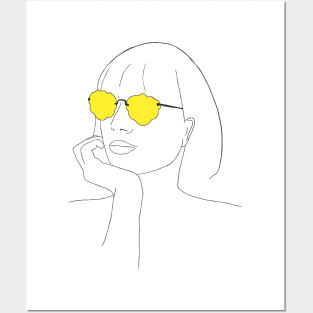 Girl With Yellow Sunglasses Posters and Art